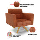 Poltrona Sala Decorativa Elisa Giratória Madeira Sintético Pu