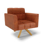 Poltrona Sala Decorativa Elisa Giratória Madeira Sintético Pu