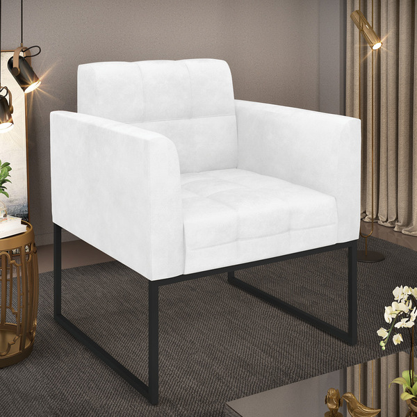 Poltrona Sala Decorativa Elisa Industrial Preto Sintético Pu