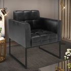 Poltrona Sala Decorativa Elisa Industrial Preto Sintético Pu
