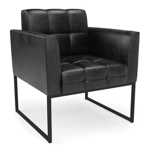 Poltrona Sala Decorativa Elisa Industrial Preto Sintético Pu