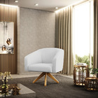 Poltrona Sala Decorativa Giratória Madeira Kit 2 Stella Linho