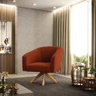 Poltrona Sala Decorativa Giratória Madeira Stella Bouclê D03