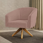 Poltrona Sala Decorativa Giratória Madeira Stella Bouclê D03