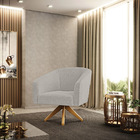 Poltrona Sala Decorativa Giratória Madeira Stella Bouclê D03