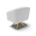 Poltrona Sala Decorativa Giratória Madeira Stella Linho Cinza