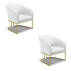 Poltrona Sala Decorativa Industrial Dourado Kit 2 Stella Sint