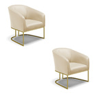 Poltrona Sala Decorativa Industrial Dourado Kit 2 Stella Sint