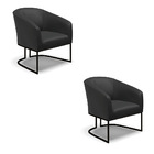 Poltrona Sala Decorativa Industrial Preto Kit 2 Stella Sintét