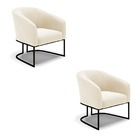 Poltrona Sala Decorativa Industrial Preto Kit 2 Stella Veludo