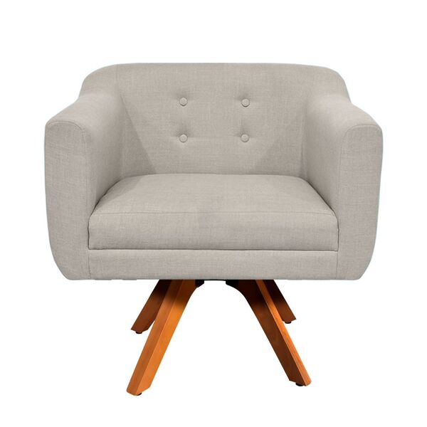 Poltrona Sala Decorativa Julia Giratória Madeira Linho M11- D