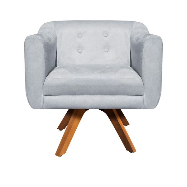 Poltrona Sala Decorativa Julia Giratória Madeira Suede M11- D