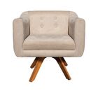 Poltrona Sala Decorativa Julia Giratória Madeira Suede M11- D