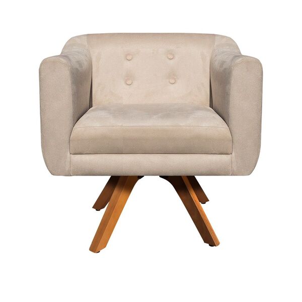 Poltrona Sala Decorativa Julia Giratória Madeira Suede M11- D