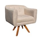 Poltrona Sala Decorativa Julia Giratória Madeira Suede M11- D