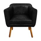 Poltrona Sala Decorativa Julia Pé Palito Castanho Sintético P