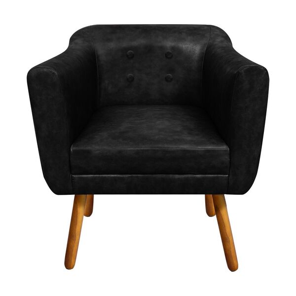 Poltrona Sala Decorativa Julia Pé Palito Castanho Sintético P