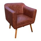 Poltrona Sala Decorativa Julia Pé Palito Castanho Sintético P