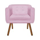 Poltrona Sala Decorativa Julia Pé Palito Castanho Suede Rosa