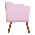 Poltrona Sala Decorativa Julia Pé Palito Castanho Suede Rosa