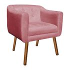 Poltrona Sala Decorativa Julia Pé Palito Castanho Suede Rosê