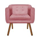 Poltrona Sala Decorativa Julia Pé Palito Castanho Suede Rosê