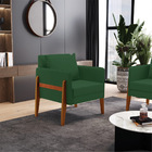Poltrona Sala Decorativa Kit 02 Lana Veludo Base Madeira D03