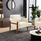 Poltrona Sala Decorativa Kit 02 Lana Veludo Base Madeira D03