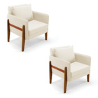 Poltrona Sala Decorativa Kit 02 Lana Veludo Base Madeira D03