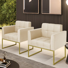 Poltrona Sala Decorativa Kit 2 Elisa Industrial Dourado Sinté