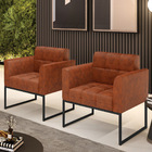 Poltrona Sala Decorativa Kit 2 Elisa Industrial Preto Sintéti