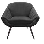 Poltrona Sala Decorativa Kit 2 Giovana Pé Aço Preto Suede D01