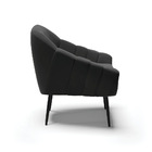 Poltrona Sala Decorativa Kit 2 Giovana Pé Aço Preto Suede D01