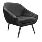 Poltrona Sala Decorativa Kit 2 Giovana Pé Aço Preto Suede D01