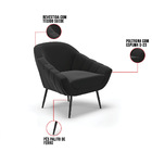 Poltrona Sala Decorativa Kit 2 Giovana Pé Aço Preto Suede D01