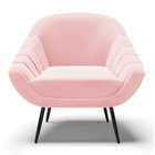 Poltrona Sala Decorativa Kit 2 Giovana Pé Aço Preto Suede D01