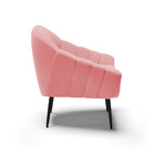 Poltrona Sala Decorativa Kit 2 Giovana Pé Aço Preto Suede D01