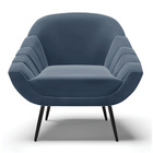 Poltrona Sala Decorativa Kit 2 Giovana Pé Aço Preto Suede D01