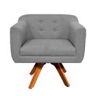 Poltrona Sala Decorativa Kit 2 Julia Giratória Madeira Linho