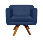 Poltrona Sala Decorativa Kit 2 Julia Giratória Madeira Suede