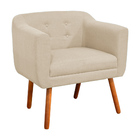 Poltrona Sala Decorativa Kit 2 Julia Pé Palito Castanho Linho