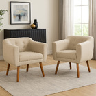 Poltrona Sala Decorativa Kit 2 Julia Pé Palito Castanho Linho