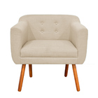 Poltrona Sala Decorativa Kit 2 Julia Pé Palito Castanho Linho