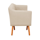 Poltrona Sala Decorativa Kit 2 Julia Pé Palito Castanho Linho