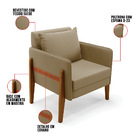 Poltrona Sala Decorativa Kit 2 Lana Suede Marrom Rato Base De