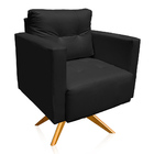 Poltrona Sala Decorativa Kit 2 Livia Giratória Madeira Sintét