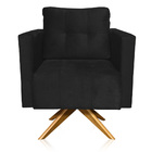 Poltrona Sala Decorativa Kit 2 Livia Giratória Madeira Suede