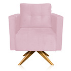 Poltrona Sala Decorativa Kit 2 Livia Giratória Madeira Suede