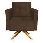 Poltrona Sala Decorativa Kit 2 Livia Giratória Madeira Suede