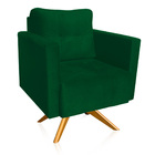 Poltrona Sala Decorativa Kit 2 Livia Giratória Madeira Suede
